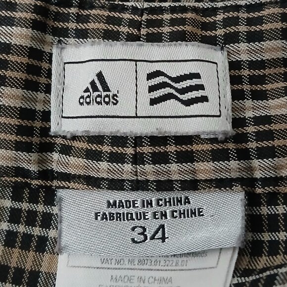 Adidas Golf Shorts Mens 34Tan Black Plaid Lightweight Performance Activewear - Picture 7 of 8